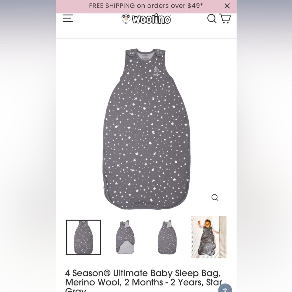 Merino wool baby sleep sack